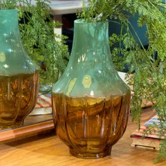 Contemporary / TOSSDICE SWITCHING COLOR GLASS VASE TURQUOISE / トスダイス スウィチングカラー ガラスベース ターコイズ 花瓶 フラワーベース 新品 AZ-15TQ