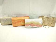平和屋着物▼和装小物　和装バッグまとめて４点　ハンドバッグ　亀甲重ね　菊　道長文　金銀糸　逸品　CABD8562ju