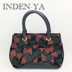 極美品 印傳屋 ハンドバッグ 甲州印伝 ベネッセージ 房柄 鹿革 漆 バイ