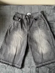 ブラック ウォッシュ デニム ハーフパンツ