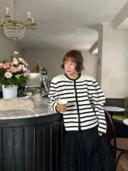 サロンドマグ ボーダー柄カーディガン