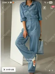 バックスリット デニムオールインワン (新品) 後ろ姿 반전