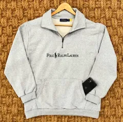 ポロ ハーフジップ スウェットシャツ グレー