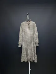 新システム 秋冬 ウール チェック マキシ ロング ONE PIECE 44-77