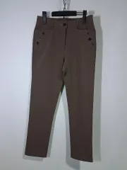茶色 ボタン ポイント スラックス