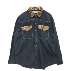 KING KONG レオパードカラー ブラックシャツ XL オーバーサイズフィット ヴィンテージ シャツ