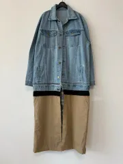 新品 2種デザインで可能なロングデニムジャケット