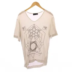 ディーゼルブラックゴールド DIESEL BLACK GOLD Tシャツ 半袖 クルーネック ストレッチ 薄手 イラスト プリント M グレージュ /BB