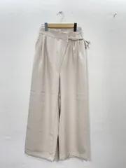新品 callautia カラウティア 薄手 ラップリボン スラックス パンツ sizeL/アイボリー ■■レディース