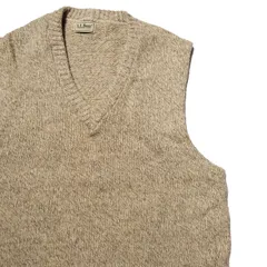 80's 90's LLビーン Vネック ウール ニット ベスト (M位) タン×灰杢系 90年代 旧タグ オールド L.L.Bean アメリカ古着 USED ビンテージ ヴィンテージ
