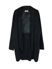L BLANCE ウール 100 % ショールカラー ボタンなし カーディガン ロング丈 黒
