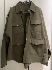 66ガールズ オーバーサイズ カーキ色 ポケット コットン マウンテンパーカー ジャケット