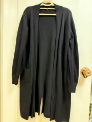 ブラックロングカーディガン ニットカーディガン ブラックカーディガン 秋のカーディガン
