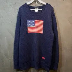 L Polo ポロ ジーンズ 星条旗 ニット セーター ネイビー