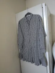 ザラ ギンガムチェック シャツ ONE PIECE フリル 装飾