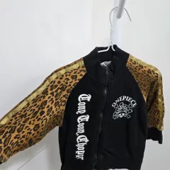 日本 90 キッズ ONE PIECE トニートニー・チョッパー ヒョウ柄 レオパード ジップアップ ジャケット