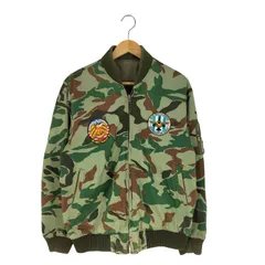 ユーズドフルギ USED古着 自衛隊 カモ柄 MA-1 ワッペン リバーシブル フライトジャケット メンズ 表記無 