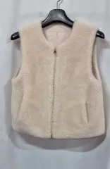 City レディース アイボリー ボア ファー ベスト 66