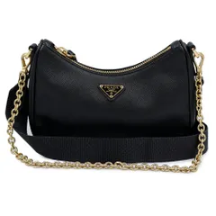 プラダ 1BH174 サフィアーノ ラックス チェーン  2way SAFFIANO LUX レザー ブラック ショルダーバッグ 斜め掛け ゴールド金具 PRADA（未使用　展示品）