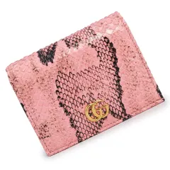 グッチ 456126 GGマーモント ダブルG スモールウォレット パイソン ピンク コンパクト 二つ折り財布 エキゾチックレザー ゴールド金具 GUCCI（新品・未使用品）