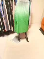 プリーツ 緑 グラデーション ロング スカート
