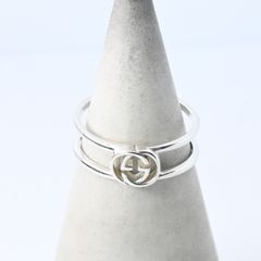 GUCCI インターロッキングGGダブルリング 7号 シルバー GUCCI インターロッキングGGダブルリング #18 シルバー - メルカリ