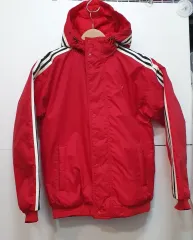 アディダス レッド 3本線 フード ダウン ジャケット 95