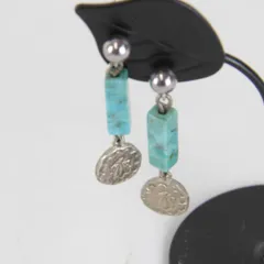 『USED』 buff バフ SV 青石付き デザイン ロングピアス シルバー925 3.9g レディース アクセサリー デザイナージュエリー