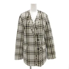 シンプリシテェ Simplicite 美品 23SS ノーカラージャケット 総裏地 シングル チェック柄 フリンジ グレー 秋冬 /AE