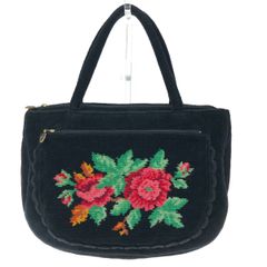 新品タグ付き feiler バルベーラ ハンドバッグ 黒 お花 トートバッグ 