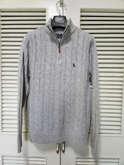 ポロ ラルフローレン ケーブルニット ハーフジップアップ プルオーバー グレー 95 100