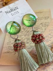 Dress Line】若草色✴︎アンティークタッセル✴︎イヤリングorピアス 