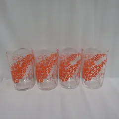 昭和 レトロ アデリア 石塚ガラス ガラスコップ グラス 花柄 梅柄 4個セット 併売