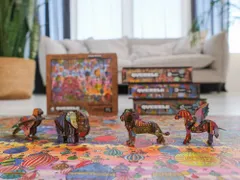 壮大なパズルゲーム！新体験！木製パズル＆ボードゲーム QUEZZLE　1000ピース （4箱フルセット）