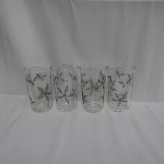昭和 レトロ 佐々木硝子 コップ グラス 花柄 4個セット 現状品 併売