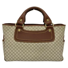 CELINE(セリーヌ) ハンドバッグ マカダム柄,ブギーバッグ ベージュ×ブラウン レザー