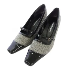 ロートレアモン LAUTREAMONT パンプス エナメル スクエアトゥ チャンキーヒール 23cm 黒 /TK