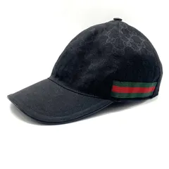★GUCCI グッチ ベースボールキャップ キャップ 202291 シェリーライン GG柄 帽子 ブラック系 中古★007405