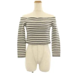 ザラ ZARA ニット カットソー オフショルダー 長袖 ボーダー ショート丈 M 白 ホワイト 黒 ブラック /HN