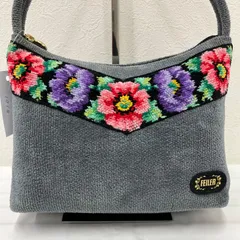 1018　良品　FEILER　フェイラー　ハンドバッグ　 アネモネ　花柄　グレー系　シュニール織り　 ミニバッグ　レディース