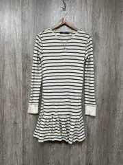 POLO RALPH LAUREN ポロ ラルフローレン ボーダー柄 ワッフル フレア ワンピース sizeM/ベージュ ■◇ レディース