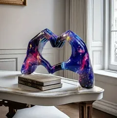 置物 ハート 星空 オブジェ 手 手のひら型 ユニコーンカラー ブルー おしゃれ かわいい インテリア リビング 玄関 寝室 装飾品 贈り物 プレゼント