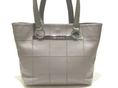 訳あり シャネル チョコバーステッチ トートバッグ ☆ グレー系 キャビアスキン レザー CHANELロゴ シルバー金具 レディース ショルダー ▼
