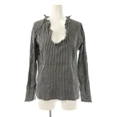 アニエスベー agnes b. シャツ ブラウス 長袖 ストライプ柄 グレー ブラック /ES