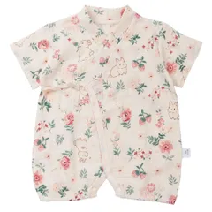 【特価商品】カバーオール ロンパース 夏 甚平 赤ちゃん 花柄 浴衣 ベビー服 ロンパース半袖 女の子 前開き 子供服 男の子 綿 やわらかい ベビー HF10