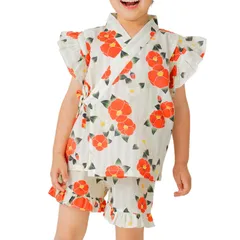 【在庫処分】130 120 110 100 90 140cm フリル 上下セット ベビー服 キッズ 浴衣 女の子 セパレート セット 甚平 子供