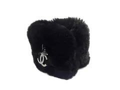 ■美品■ CHANEL シャネル ココマーク ラビットファー100% ファー バングル アクセサリー レディース ブラック系 FV8997のサムネイル