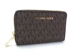 ■新品同様■ MICHAEL KORS マイケルコース MK柄 ラウンドファスナー 小銭入れ カード入れ コインケース ブラウン系 FS9924
