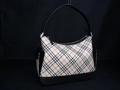 ■新品同様■ BURBERRY バーバリー ナイロンキャンバス×レザー チェック柄 ワンハンドル ハンドバッグ トート アイボリー系 HA0056