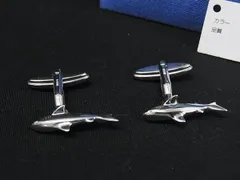 ■新品同様■ LANVIN ランバン SV925 シャーク サメモチーフ カフリンクス カフスボタン ビジネス 紳士 メンズ シルバー系 FS9930のサムネイル